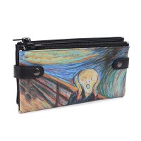Edvard Munch Scream Baskılı Çıtçıtlı Fermuarlı Akıllı Telefon Cüzdanı