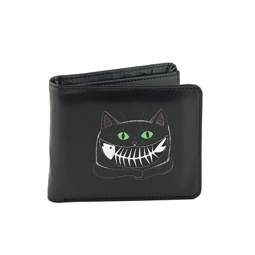 Perabags Yeşil Gözlü Kedi Baskılı Siyah Erkek Cüzdanı
