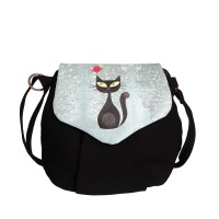 Perabags Kuş ve Kedi Baskılı Heybe Perabags Kuş ve Kedi Baskılı Heybe