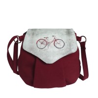 Perabags Bordo Gövdeli Nostaljik Bisiklet Baskılı Heybe Perabags Bordo Gövdeli Nostaljik Bisiklet Baskılı Heybe