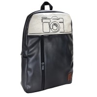 Perabags Fotoğraf Makinesi Baskılı Siyah Laptop Sırt Çantası