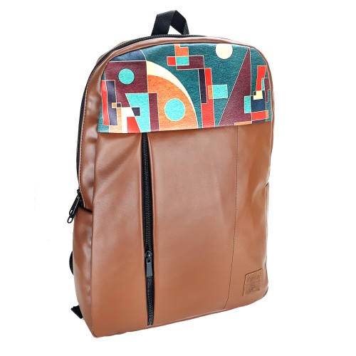 Perabags Tasarım Geometrik Desenli Taba Laptop Sırt Çantası Perabags Tasarım Geometrik Desenli Taba Laptop Sırt Çantası