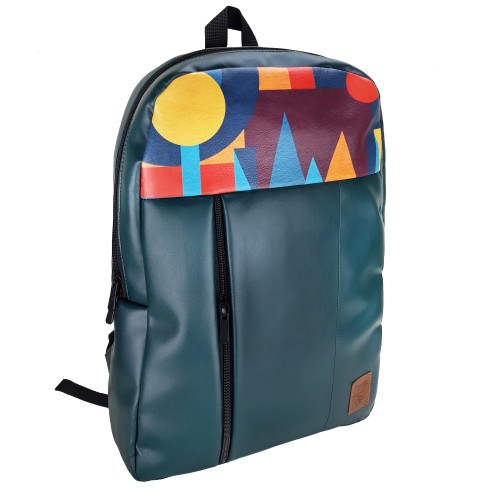 Perabags Tasarım Geometrik Desenli Yeşil Laptop Sırt Çantası Perabags Tasarım Geometrik Desenli Yeşil Laptop Sırt Çantası