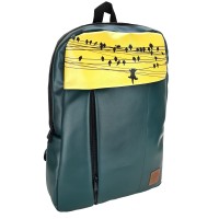 Perabags Tasarım Kedi Baskılı Yeşil Laptop Sırt Çantası