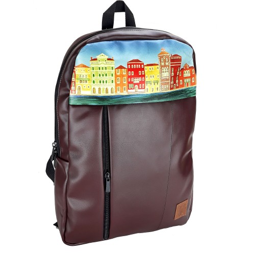 Perabags Tasarım Venedik Baskılı Laptop Sırt Çantası