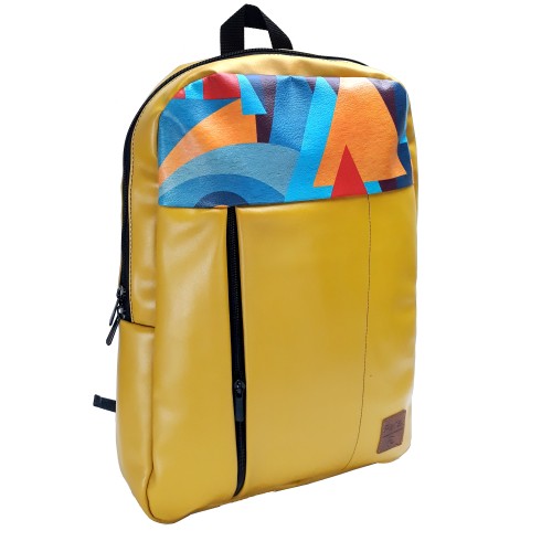 Perabags Tasarım Geometrik Desenli Sarı Laptop Sırt Çantası Perabags Tasarım Geometrik Desenli Sarı Laptop Sırt Çantası